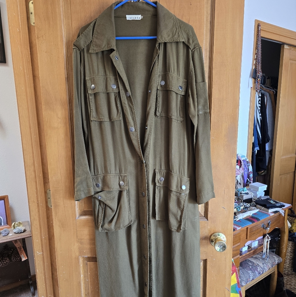LACAUSA Tencil Army Green long coat